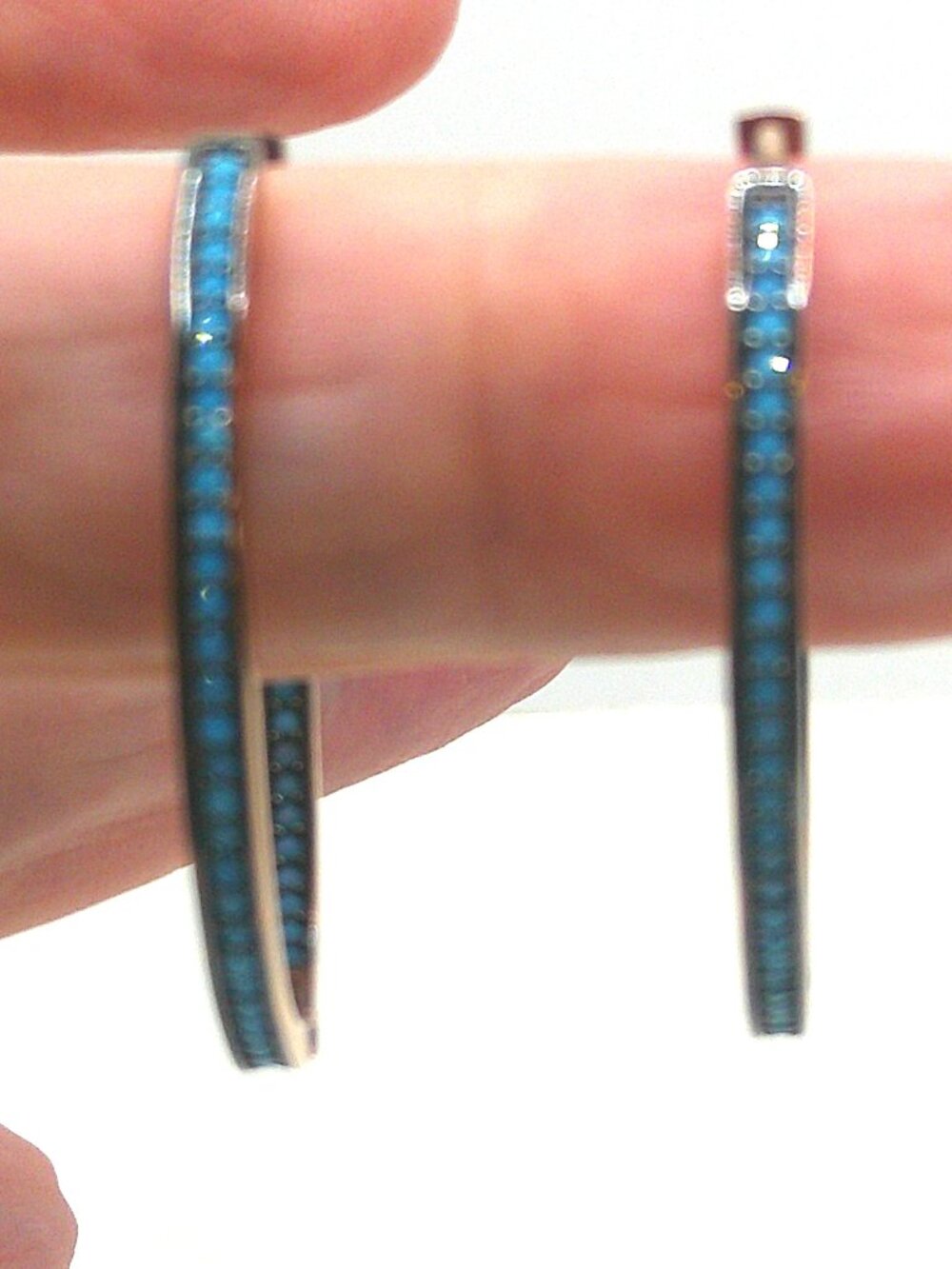 Coppertone Hoop with Blue Stone Inlay